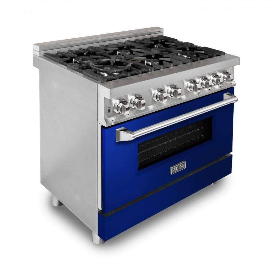 ZLINE 36-Inch Professional Dual Fuel Range with Blue Gloss Door (RA-BG-36)