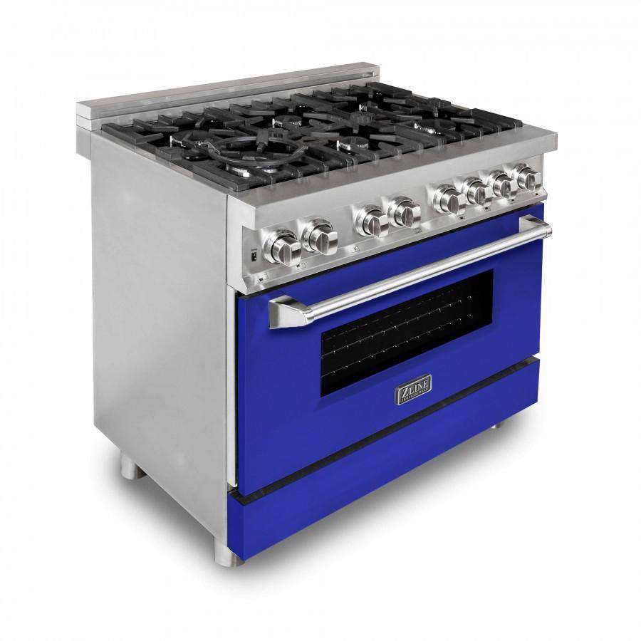 ZLINE 36-Inch Professional Dual Fuel Range with Blue Matte Door (RA-BM-36)