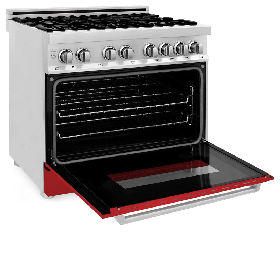 ZLINE 36-Inch Professional Dual Fuel Range with Red Matte Door (RA-RM-36)