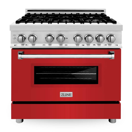 ZLINE 36-Inch Professional Dual Fuel Range with Red Matte Door (RA-RM-36)