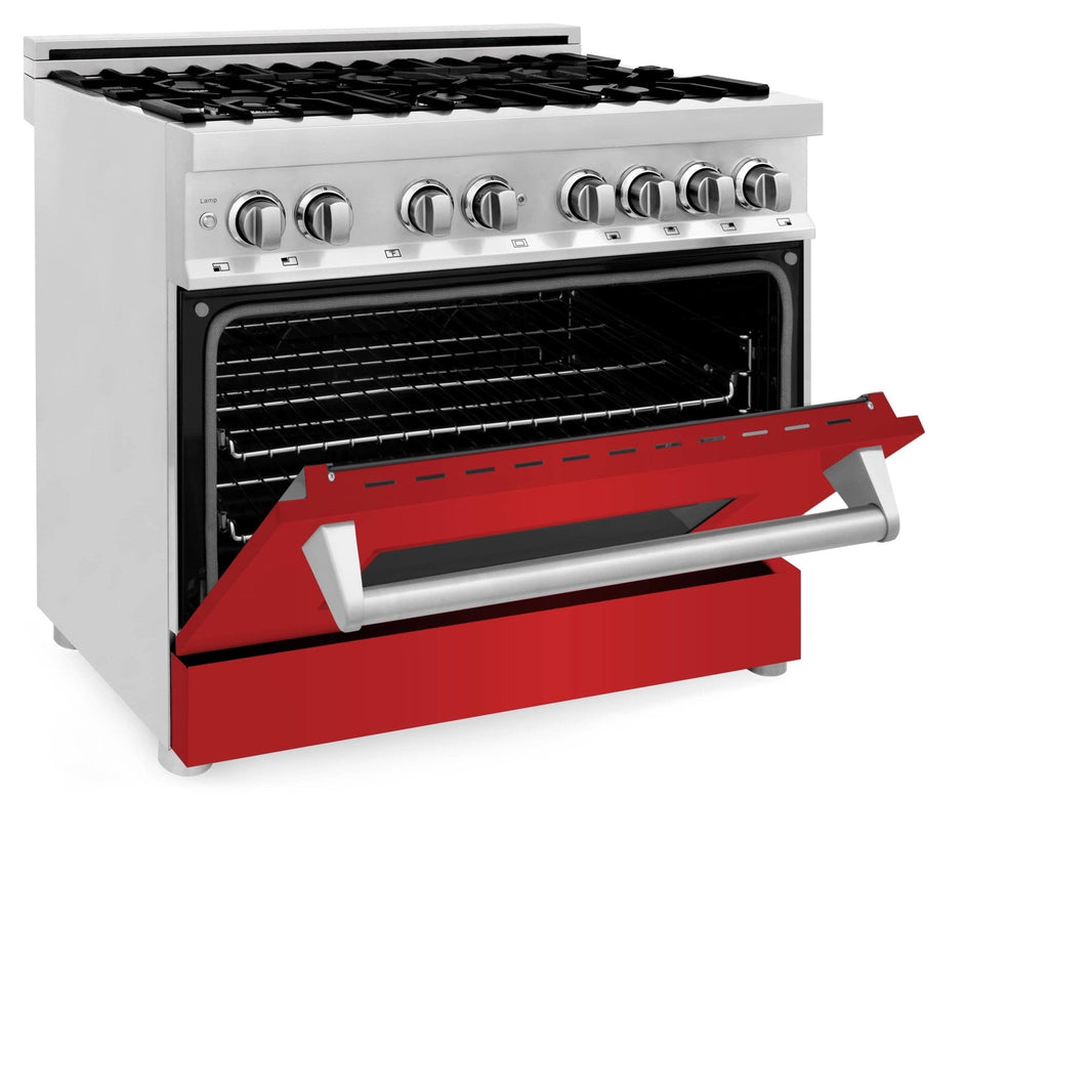 ZLINE 36-Inch Professional Dual Fuel Range with Red Matte Door (RA-RM-36)