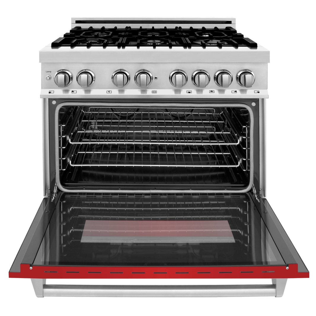 ZLINE 36-Inch Professional Dual Fuel Range with Red Matte Door (RA-RM-36)