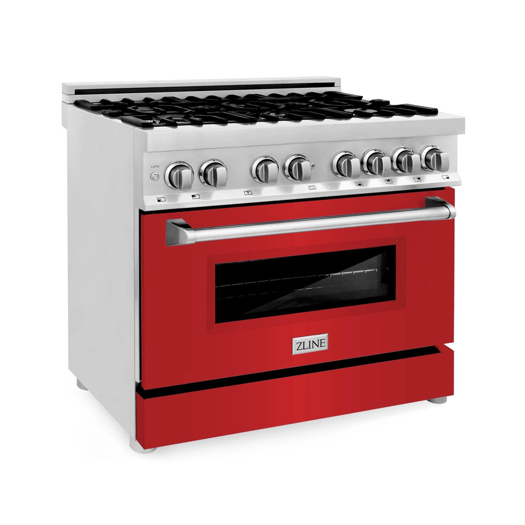 ZLINE 36-Inch Professional Dual Fuel Range with Red Matte Door (RA-RM-36)