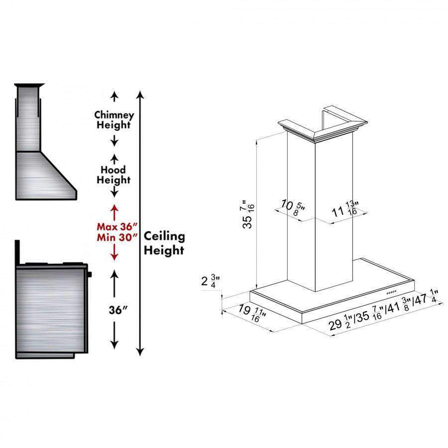 ZLINE 36-Inch Wall Mount Range Hood, DuraSnow Stainless Steel (8KES-36)