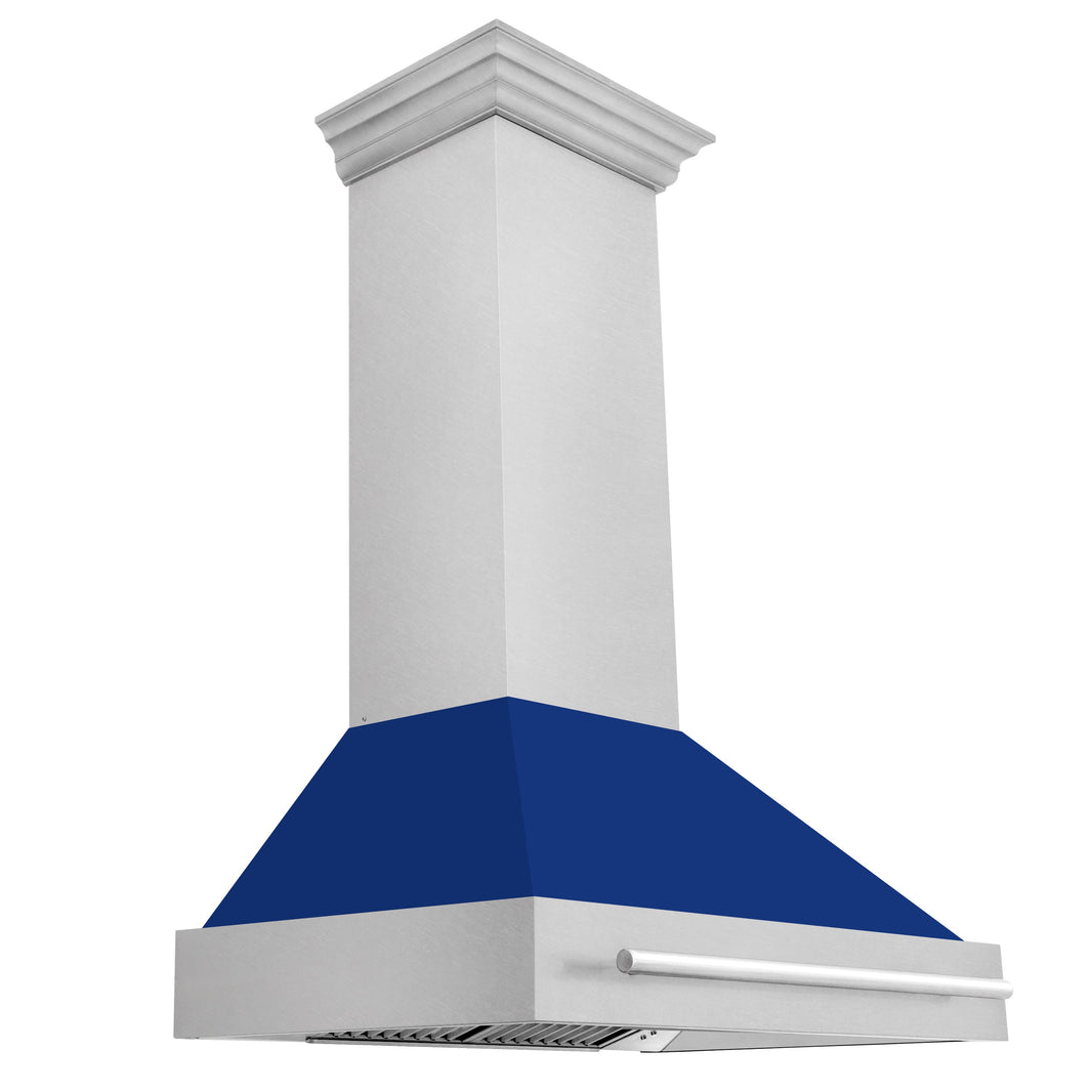 ZLINE 36-Inch Wall Mount Range Hood in DuraSnow Stainless Steel with Blue Gloss Shell (8654SNX-BG-36)