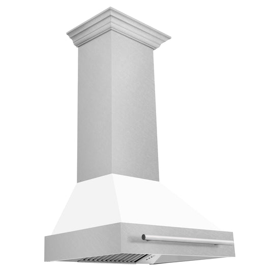 ZLINE 36-Inch Wall Mount Range Hood in DuraSnow Stainless Steel with White Matte Shell (8654SNX-WM-36)