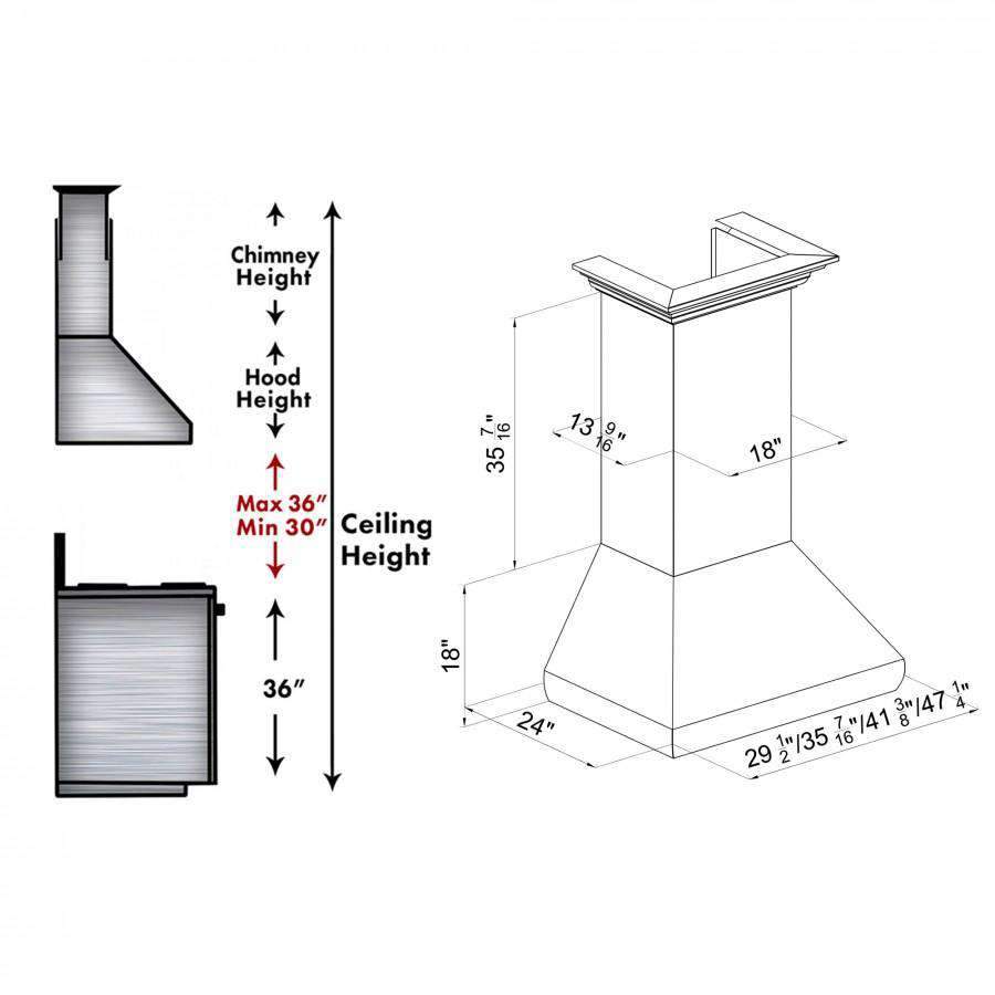 ZLINE 36-Inch Wall Mount Range Hood with DuraSnow Stainless Steel and 700 CFM Motor (8687S-36)