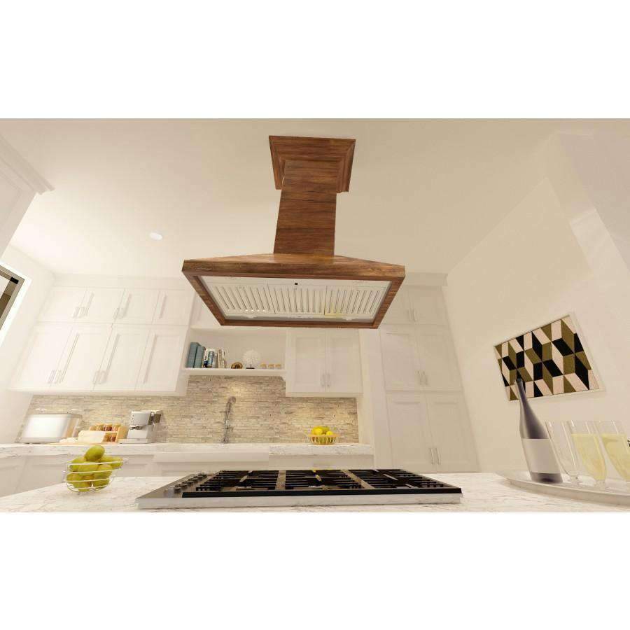 ZLINE 36-Inch Wooden Island Range Hood, Crown Molding (KBiRR-36)