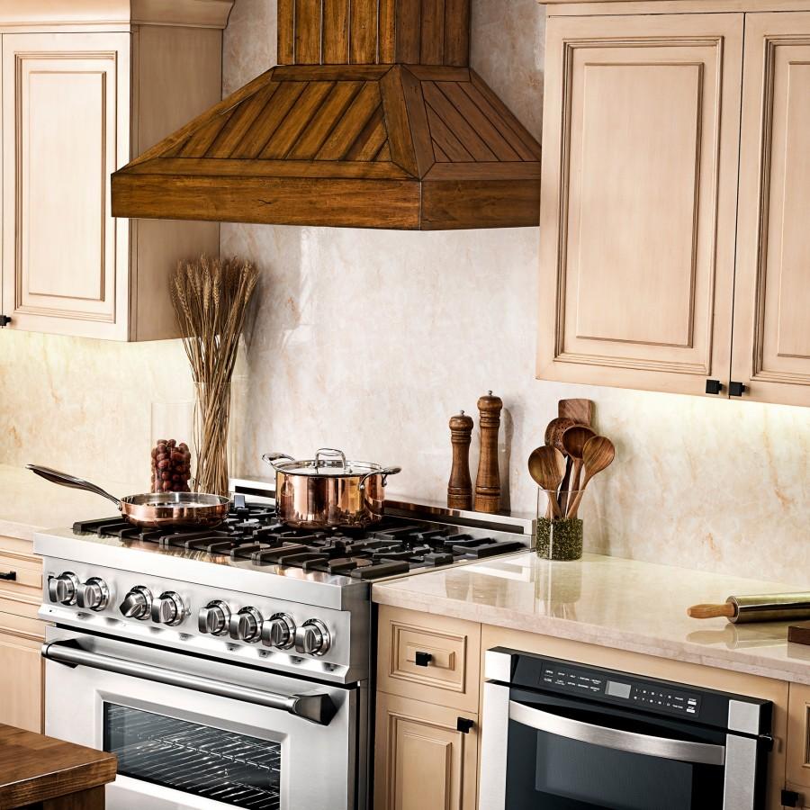 ZLINE 36-Inch Wooden Wall Range Hood, Rustic Light (KPLL-36)