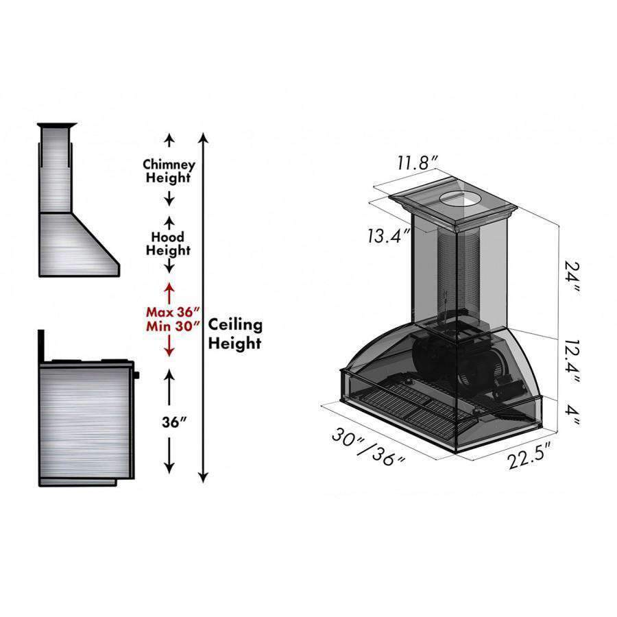 ZLINE 36-Inch Wooden Wall Range Hood with Crown Molding and 700 CFM Motor (369AW-36)