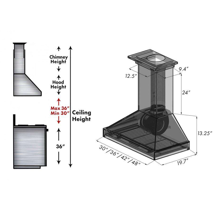 ZLINE 36-Inch Wooden Wall Range Hood with Crown Molding (KBRR-36)