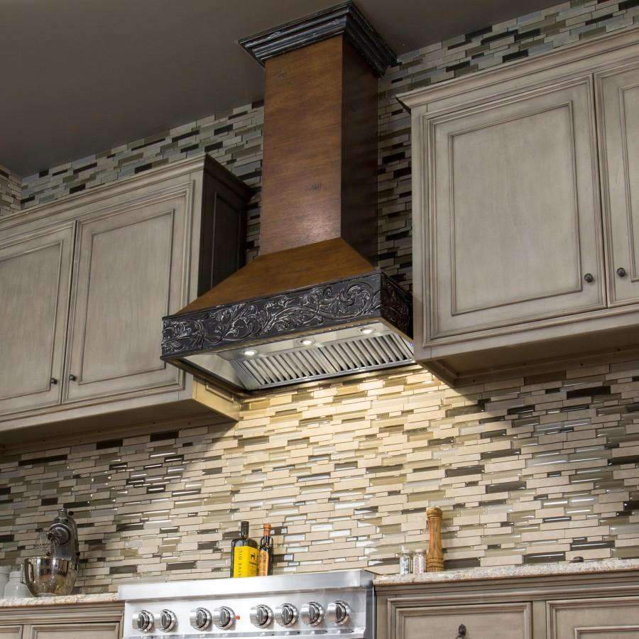 ZLINE 36-Inch Wooden Wall Range Hood with Walnut and 700 CFM Motor (329AH-RD-36)