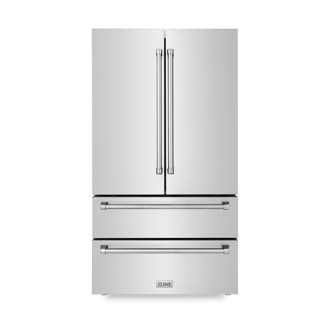 ZLINE 4-Piece Appliance Package - 30" Dual Fuel Range, 36" Refrigerator, Convertible Wall Mount Hood, and 3-Rack Dishwasher in Stainless Steel (4KPR-RARH30-DWV)