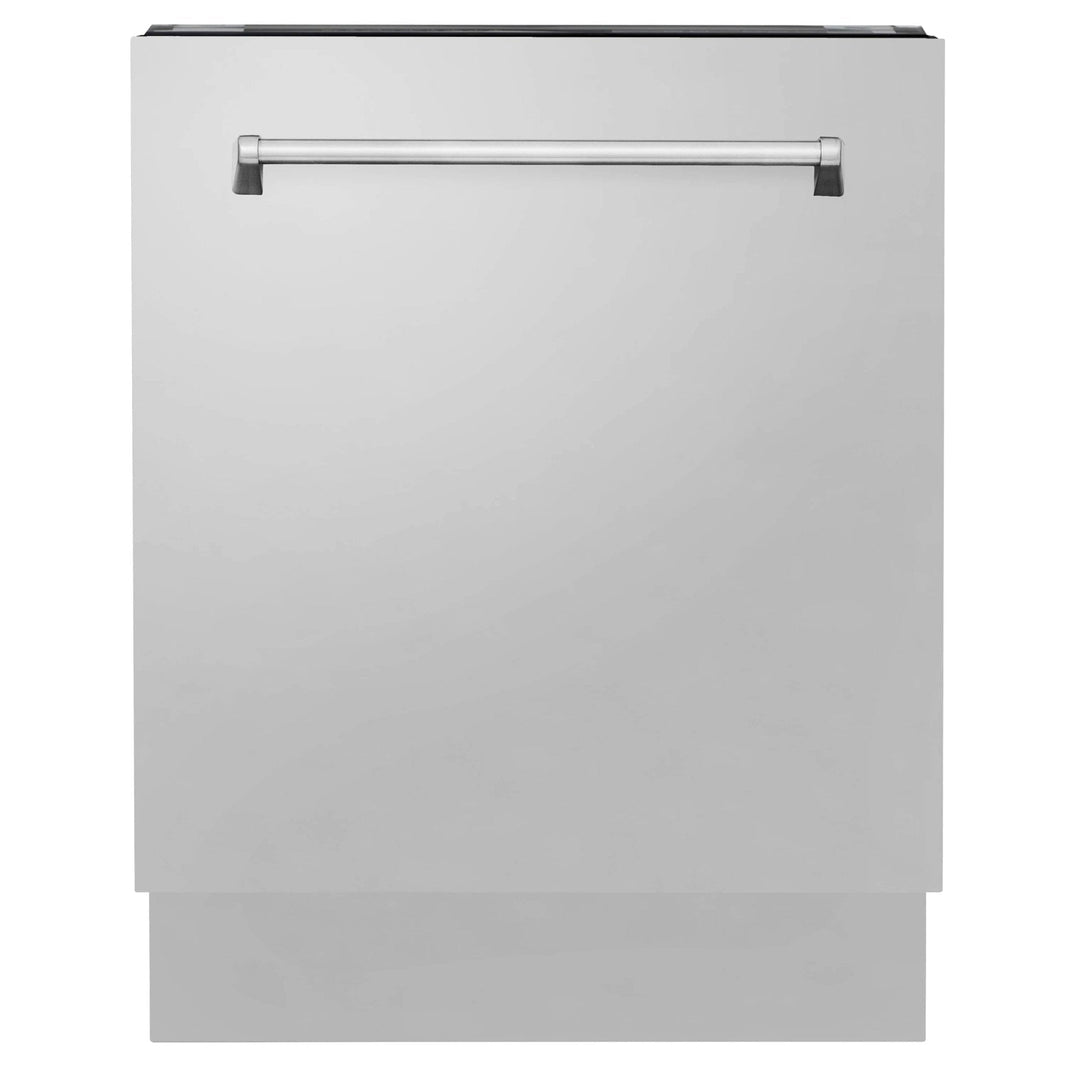 ZLINE 4-Piece Appliance Package - 30" Dual Fuel Range, 36" Refrigerator with Water Dispenser, Tall Tub Dishwasher, & Over-the-Range Microwave in Stainless Steel (4KPRW-RAOTRH30-DWV)