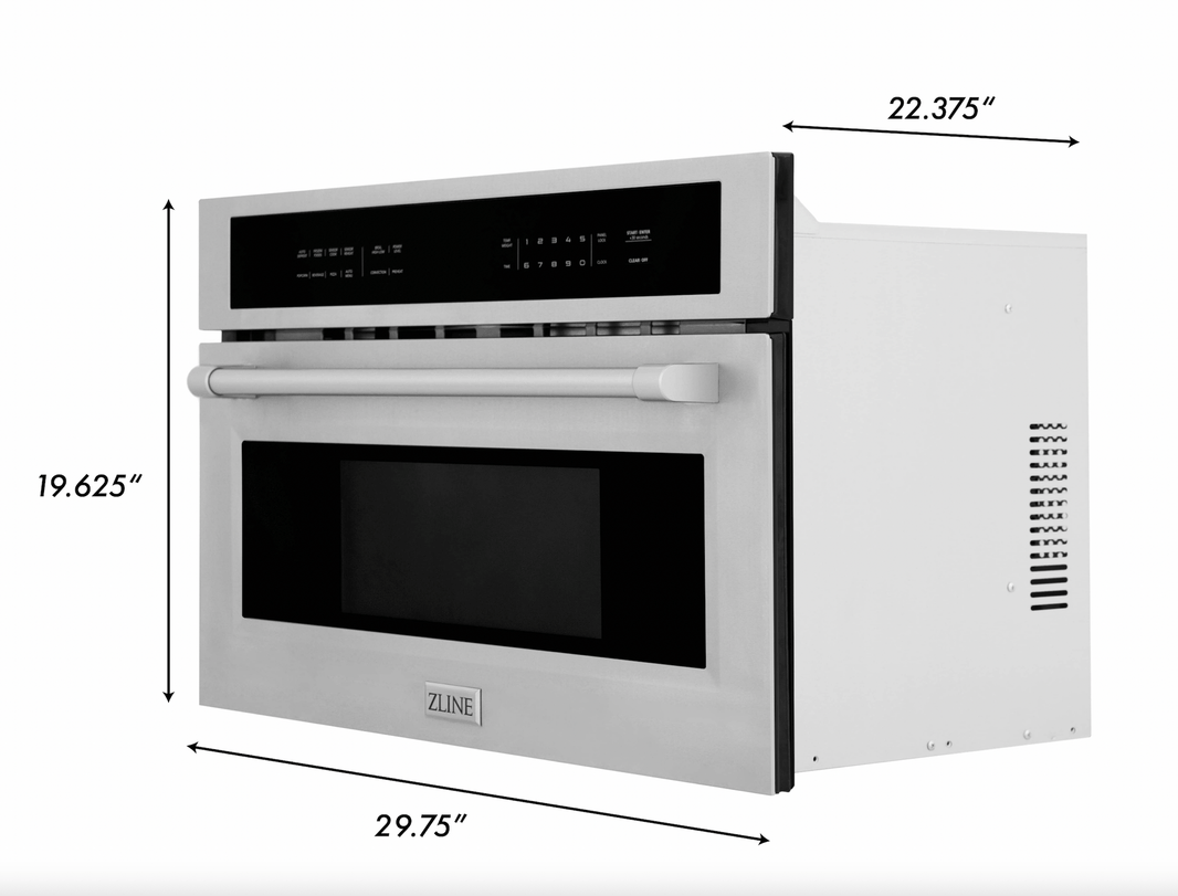 ZLINE 4-Piece Appliance Package - 30" Rangetop, 30” Wall Oven, 36” Refrigerator with Water Dispenser, and 30" Microwave Oven in Stainless Steel (4KPRW-RT30-MWAWS)