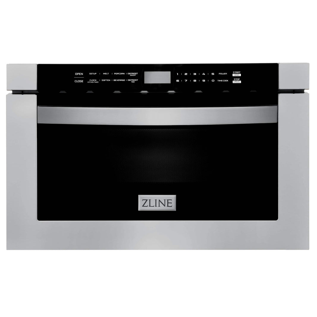 ZLINE 4-Piece Appliance Package - 48-inch Dual Fuel Range, Dishwasher, Microwave Drawer & Convertible Wall Mount Hood (4KP-RARH48-MWDW)