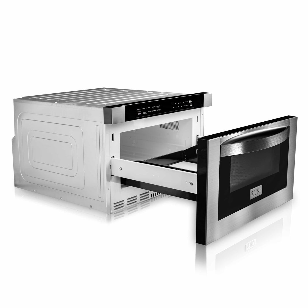 ZLINE 4-Piece Appliance Package - 48-inch Dual Fuel Range, Dishwasher, Microwave Drawer & Convertible Wall Mount Hood (4KP-RARH48-MWDW)