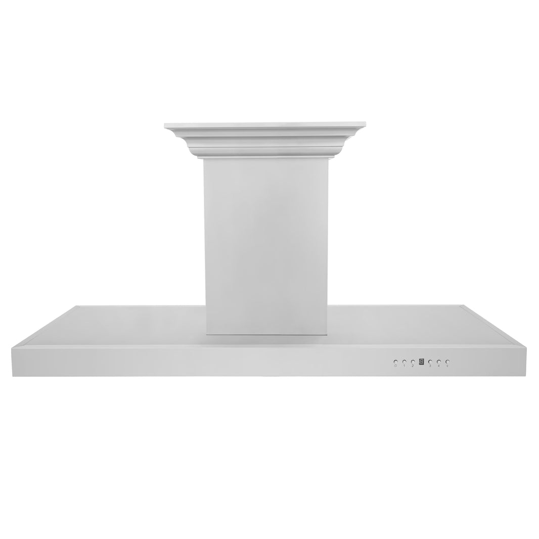 ZLINE 42-Inch Ducted Vent Island Mount Range Hood in Stainless Steel with Built-in CrownSoundBluetooth Speakers (KE2iCRN-BT-42)