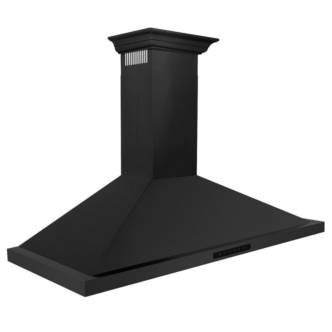 ZLINE 42-Inch Convertible Vent Wall Mount Range Hood in Black Stainless Steel with Crown Molding (BSKBNCRN-42)