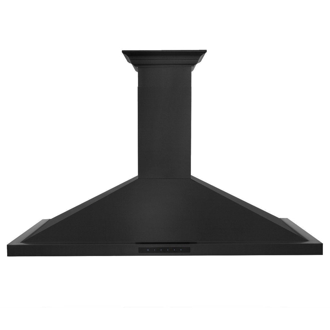 ZLINE 42-Inch Convertible Vent Wall Mount Range Hood in Black Stainless Steel with Crown Molding (BSKBNCRN-42)