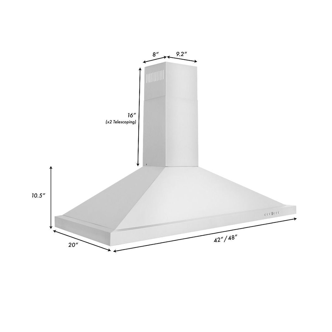 ZLINE 42-Inch Convertible Vent Wall Mount Range Hood in Stainless Steel (KB-42)