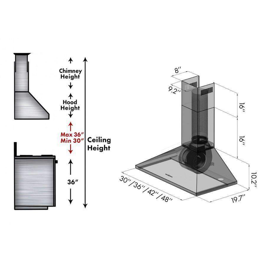 ZLINE 42-Inch Convertible Vent Wall Mount Range Hood in Stainless Steel (KL2-42)