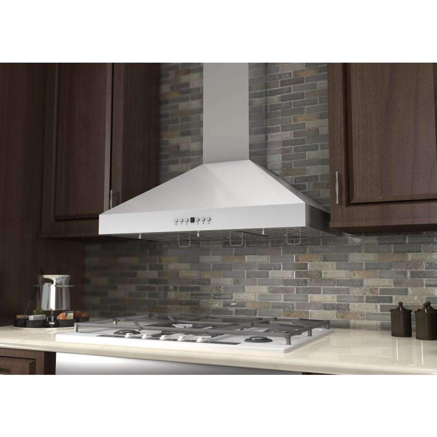 ZLINE 42-Inch Convertible Vent Wall Mount Range Hood in Stainless Steel with Crown Molding (KL3CRN-42)