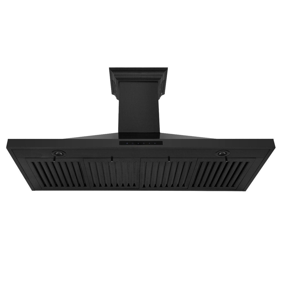 ZLINE 42-Inch Wall Mount Range Hood in Black Stainless Steel with Built-in CrownSound Bluetooth Speakers (BSKBNCRN-BT-42)