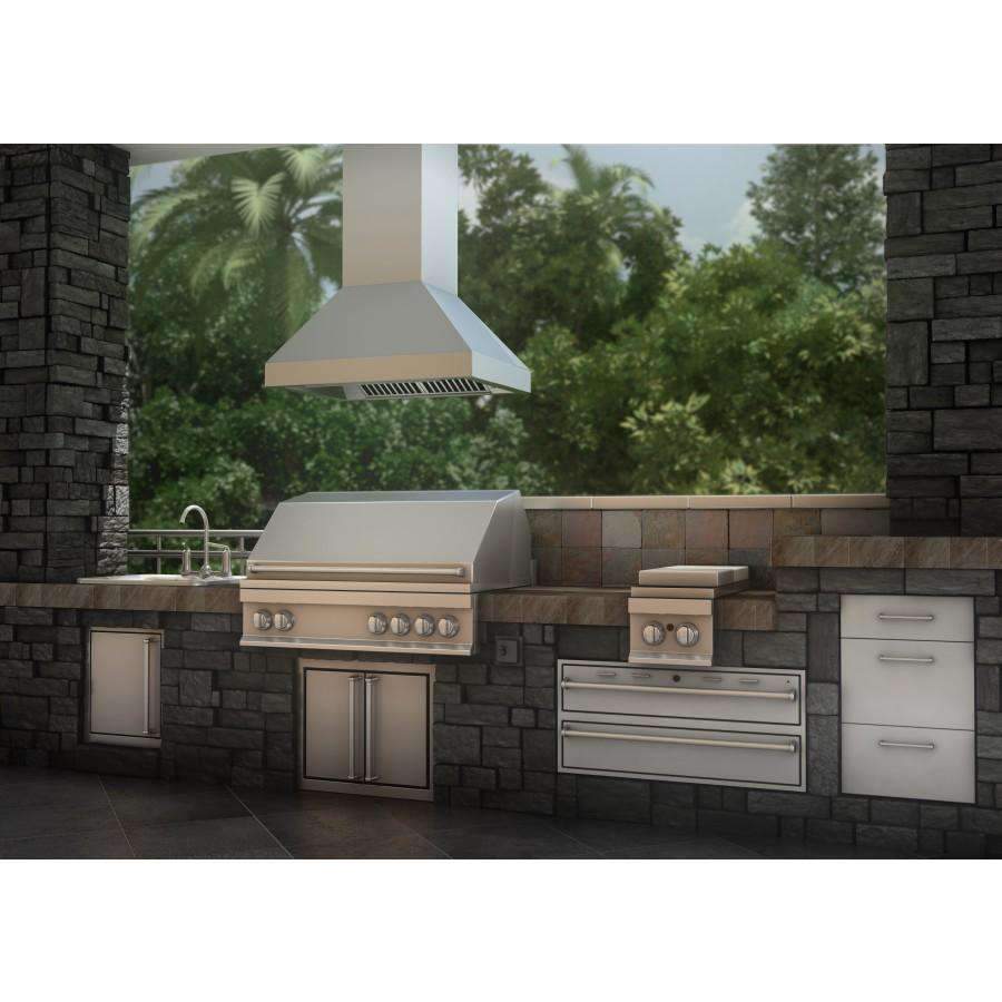 ZLINE 42-Inch Outdoor Island Range Hood with 500 CFM Motor (597i-304-42)