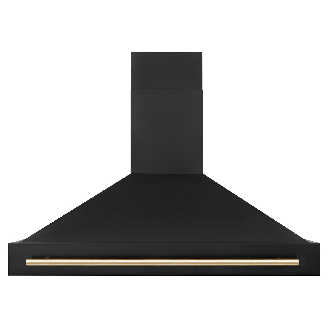 ZLINE 48-Inch Autograph Edition Wall Mount Range Hood in Black Stainless Steel with Gold Handle (BS655Z-48-G)