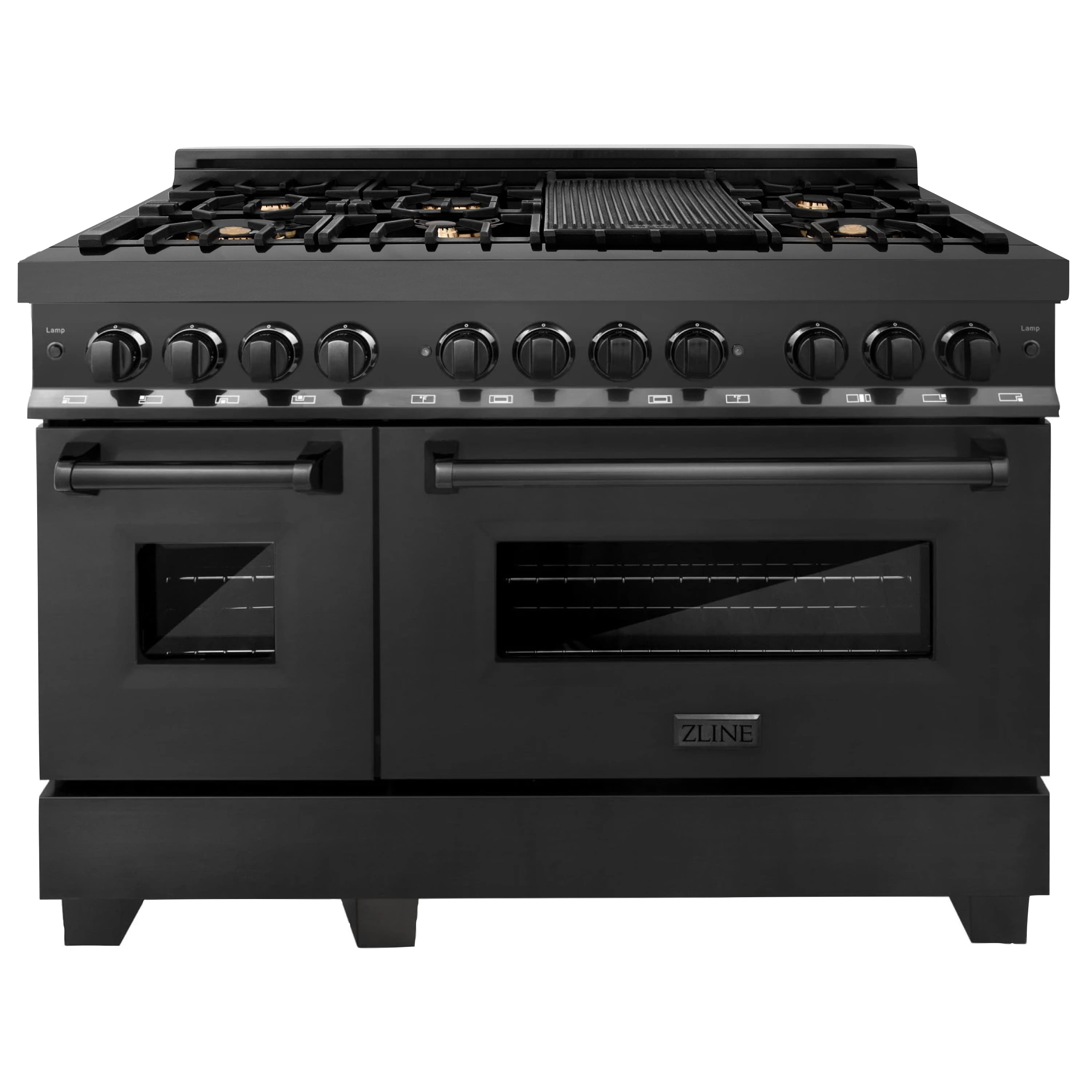 ZLINE 48-Inch Black Stainless 6.0 Cu.ft. 7 Gas Burner/Electric Oven Range With Brass Burners (RAB-BR-48)