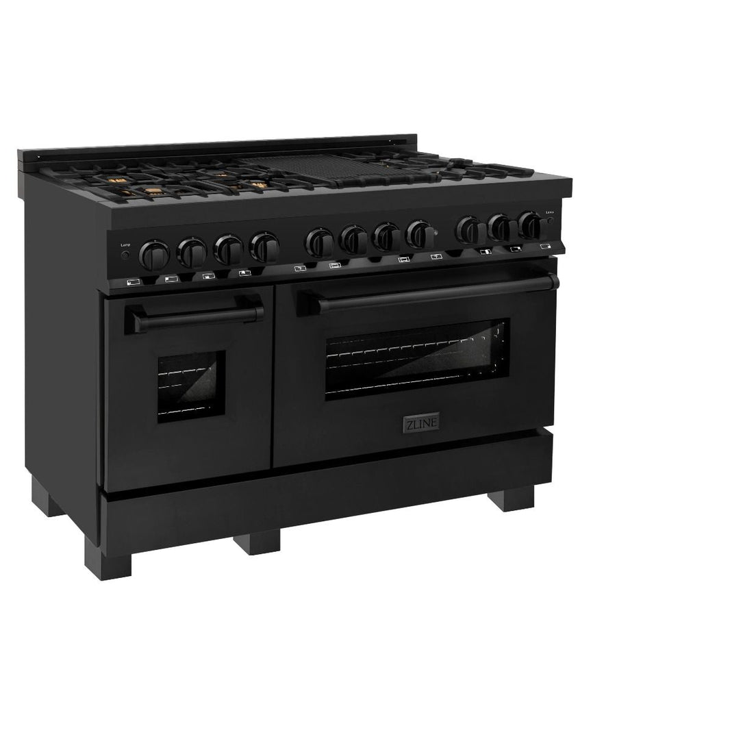 ZLINE 48-Inch Black Stainless 6.0 Cu.ft. 7 Gas Burner/Electric Oven Range With Brass Burners (RAB-BR-48)