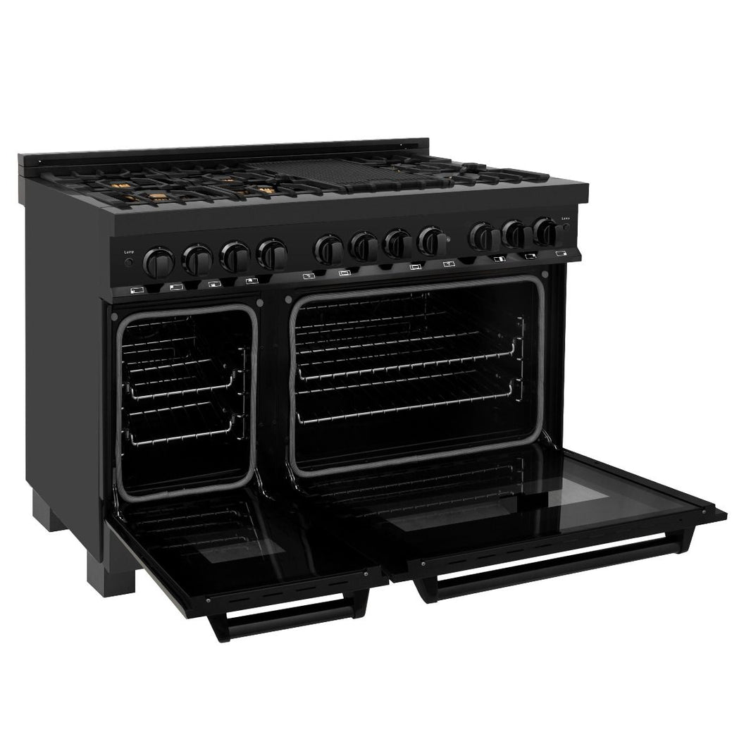 ZLINE 48-Inch Black Stainless 6.0 Cu.ft. 7 Gas Burner/Electric Oven Range With Brass Burners (RAB-BR-48)