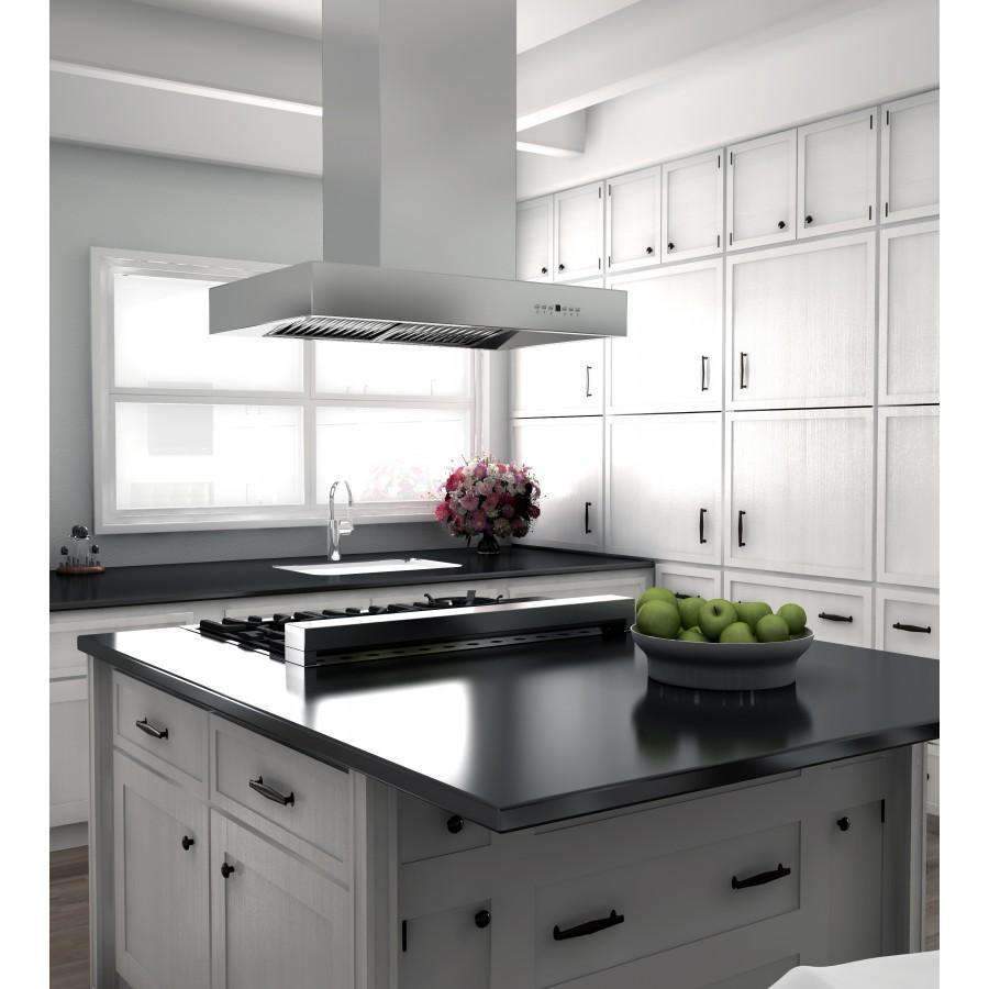 ZLINE 48-Inch Ducted Professional Island Mount Range Hood in Stainless Steel (KECOMi-48)