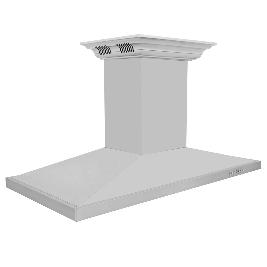 ZLINE 48-Inch Ducted Vent Island Mount Range Hood in Stainless Steel with Built-in CrownSoundBluetooth Speakers (GL2iCRN-BT-48)