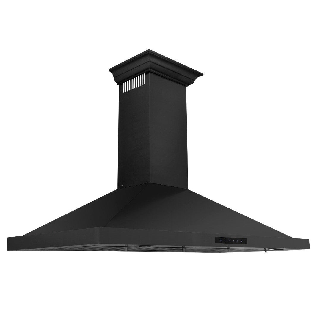 ZLINE 48-Inch Convertible Vent Wall Mount Range Hood in Black Stainless Steel with Crown Molding (BSKBNCRN-48)