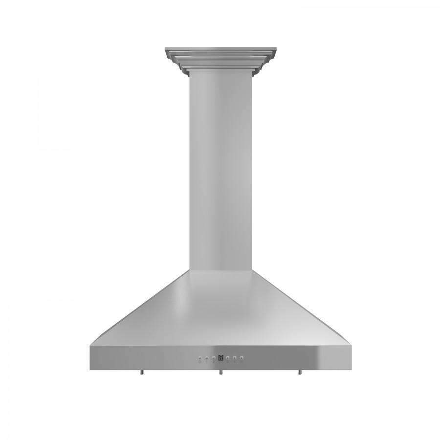 ZLINE 48-Inch Convertible Vent Wall Mount Range Hood in Stainless Steel with Crown Molding (KL3CRN-48)