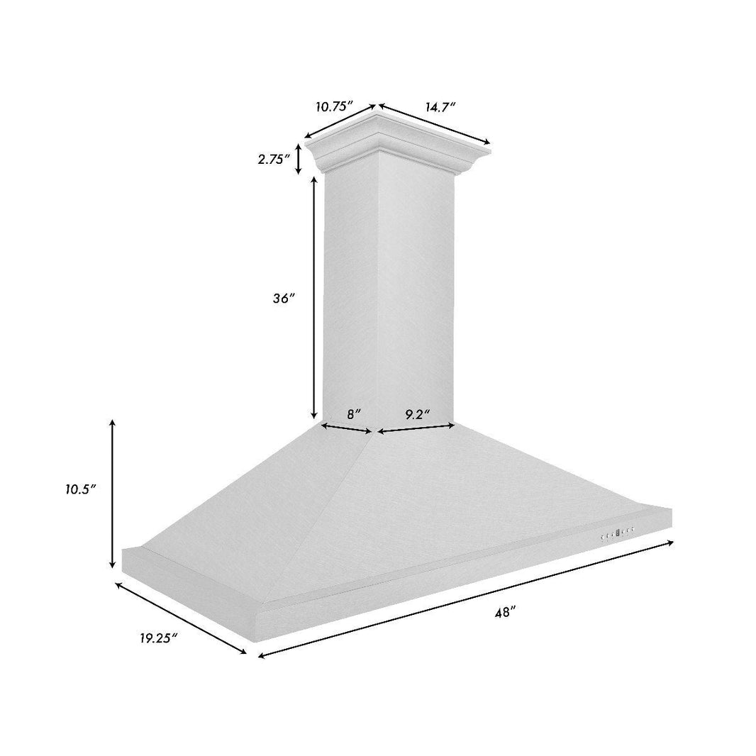 ZLINE 48-Inch Designer Series DuraSnow Stainless Steel Wall Mount Range Hood (8KBS-48)