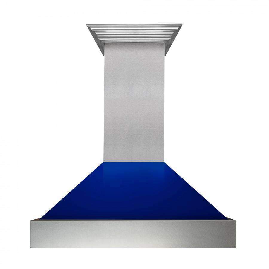 ZLINE 48-Inch Ducted DuraSnow Stainless Steel Wall Mount Range Hood with Blue Gloss Shell (8654BG-48)