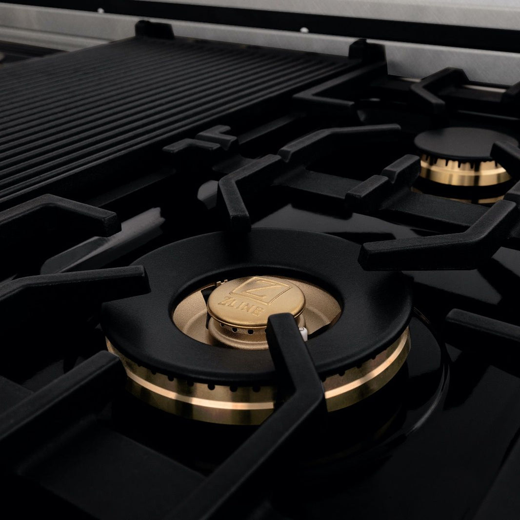 ZLINE 48-Inch Porcelain Rangetop In DuraSnow Stainless Steel With 7 Brass Burners (RTS-BR-48)