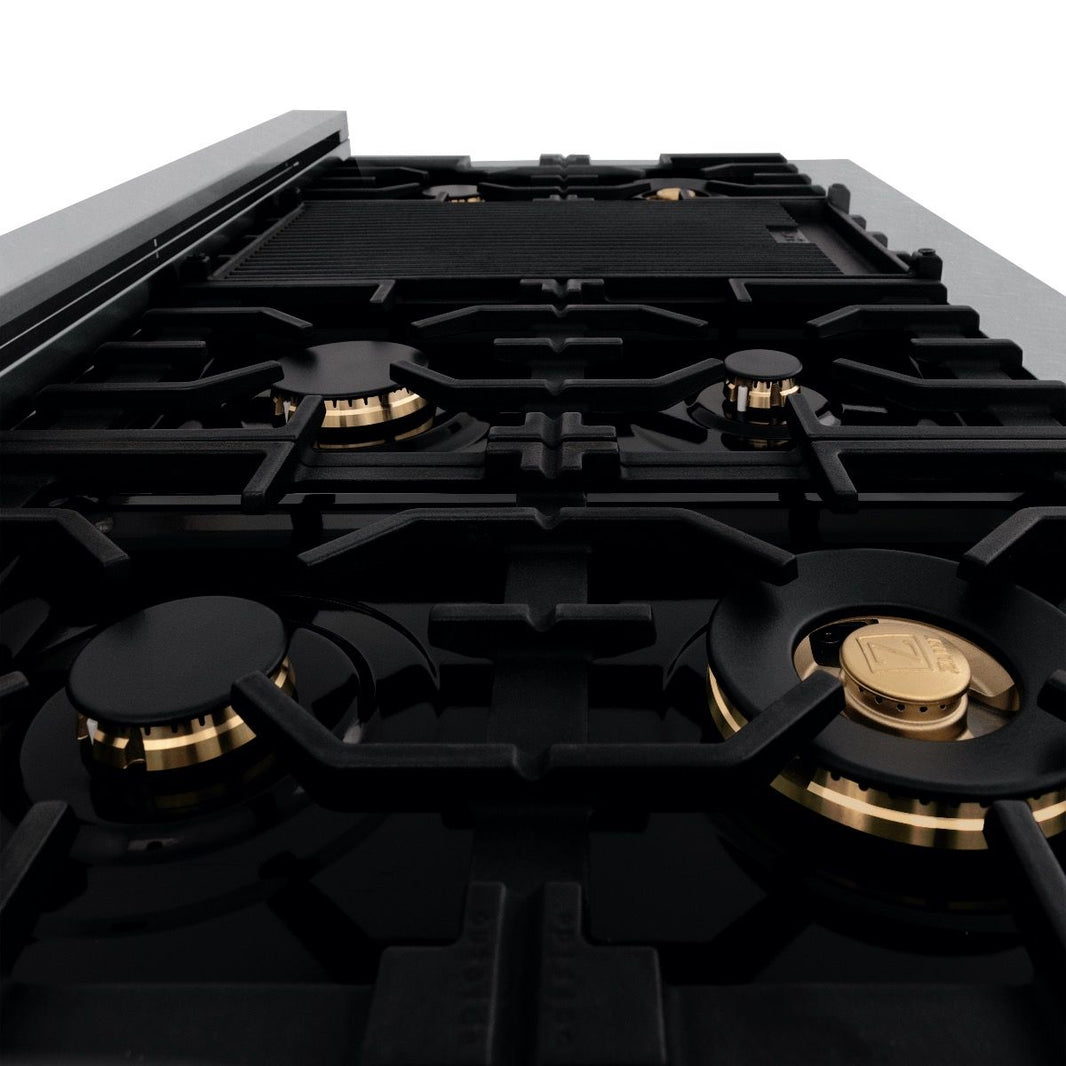 ZLINE 48-Inch Porcelain Rangetop In DuraSnow Stainless Steel With 7 Brass Burners (RTS-BR-48)