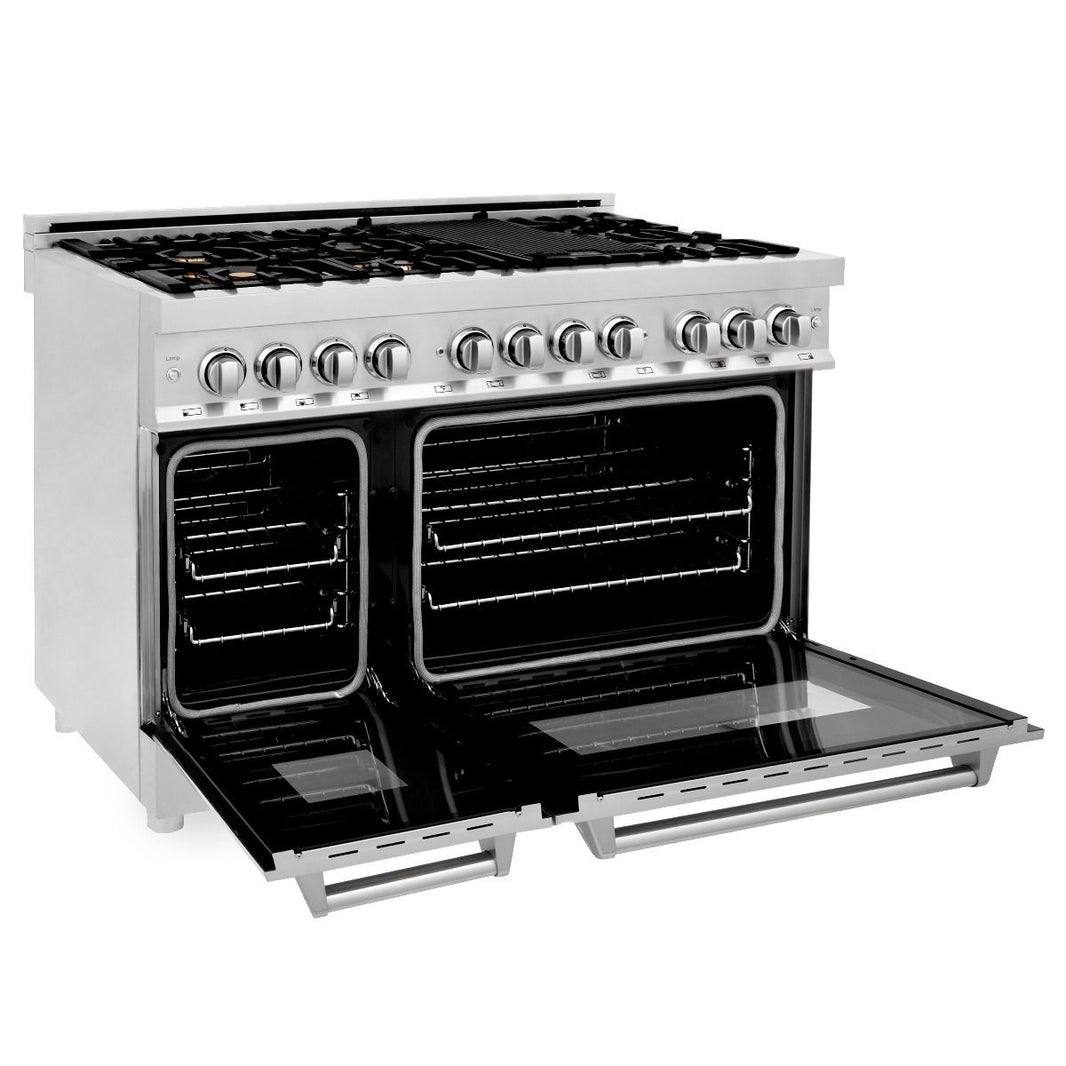 ZLINE 48-Inch Professional 6.0 Cu. Ft. 7 Gas Burner/Electric Oven Range In Stainless Steel With Brass Burners (RA-BR-48)