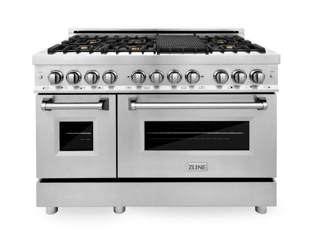 ZLINE 48-Inch Professional 6.0 Cu. Ft. 7 Gas Burner/Electric Oven Range In Stainless Steel With Brass Burners (RA-BR-48)