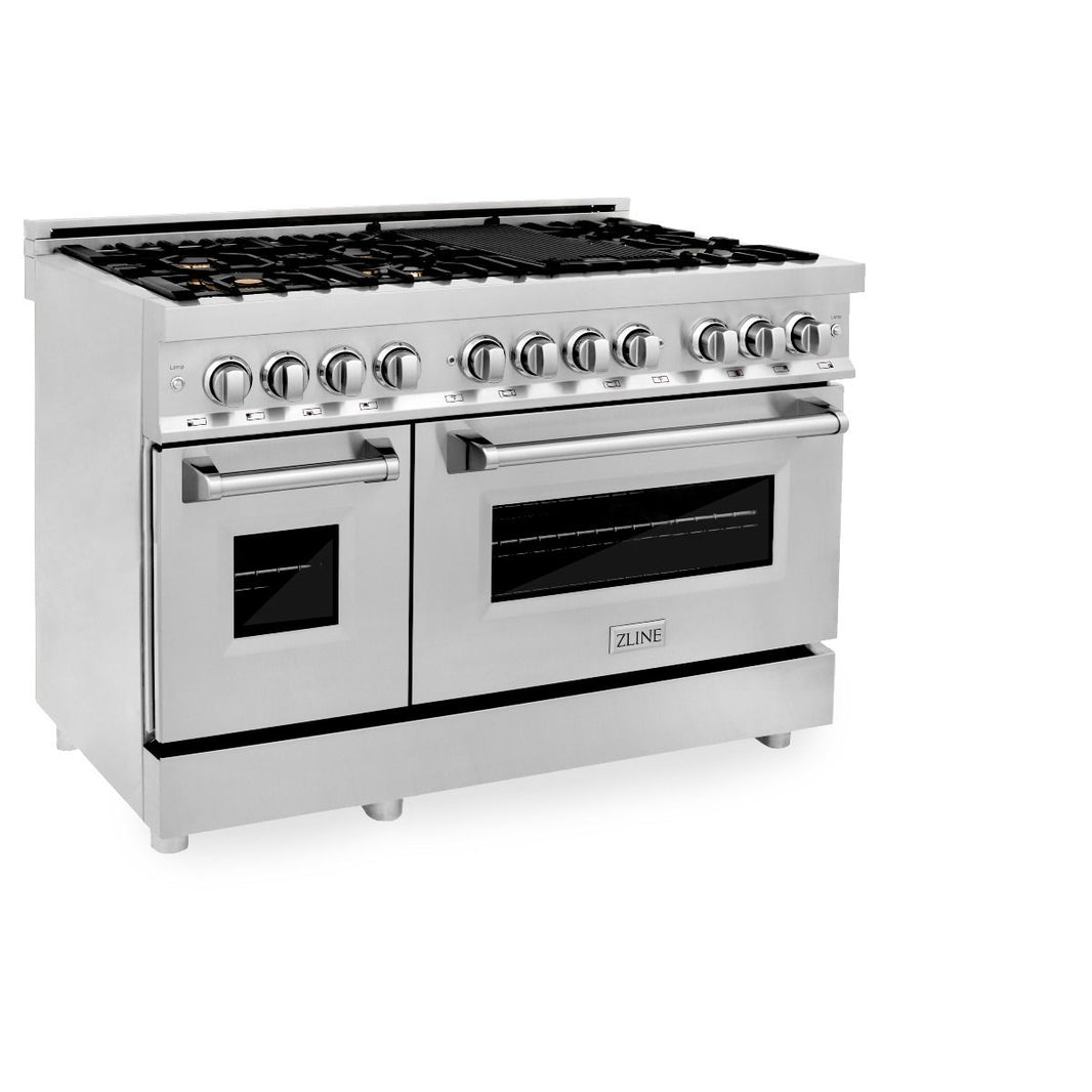 ZLINE 48-Inch Professional 6.0 Cu. Ft. 7 Gas Burner/Electric Oven Range In Stainless Steel With Brass Burners (RA-BR-48)