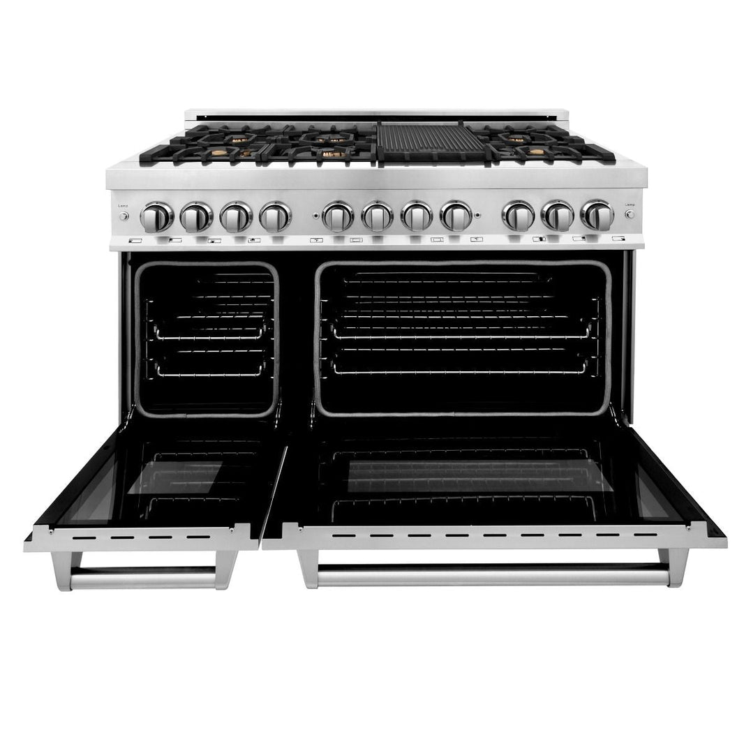 ZLINE 48-Inch Professional 6.0 Cu. Ft. 7 Gas Burner/Electric Oven Range In Stainless Steel With Brass Burners (RA-BR-48)