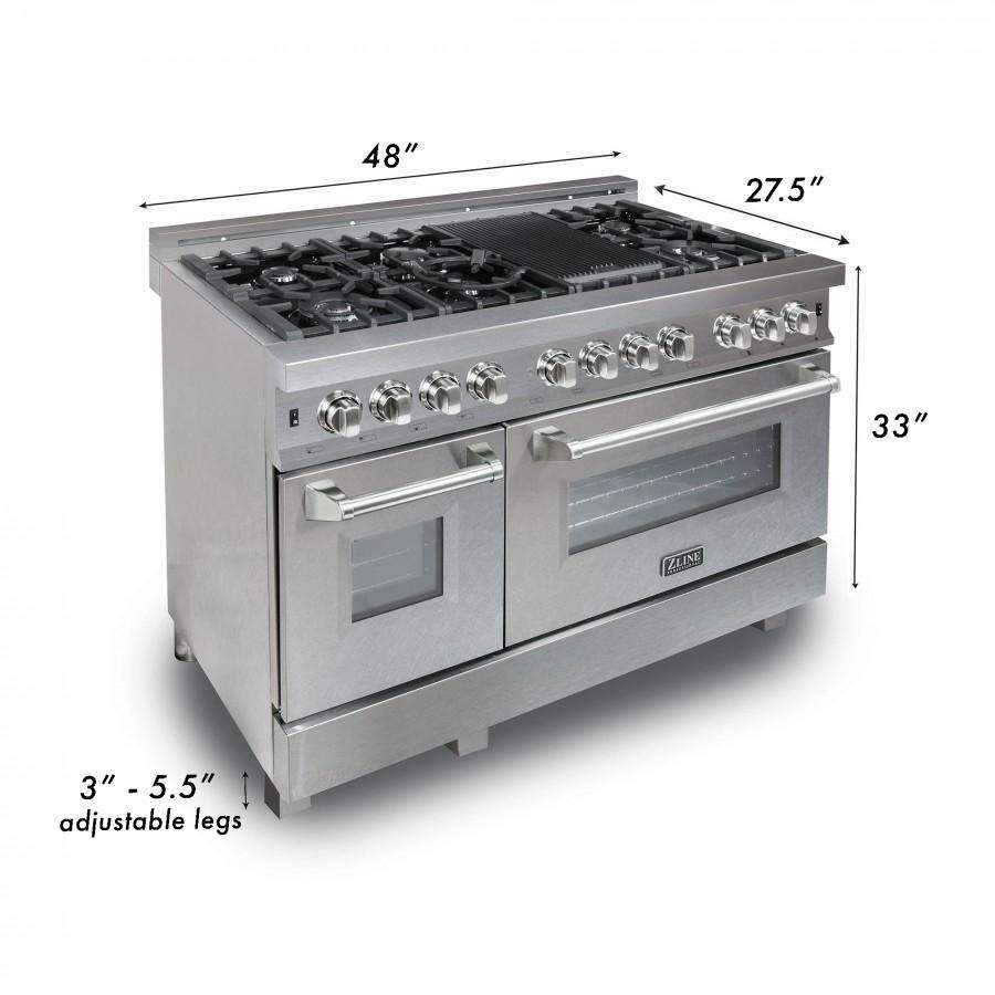 ZLINE 48-Inch Professional Dual Fuel Range in DuraSnow Stainless with Black Matte Door (RAS-BLM-48)