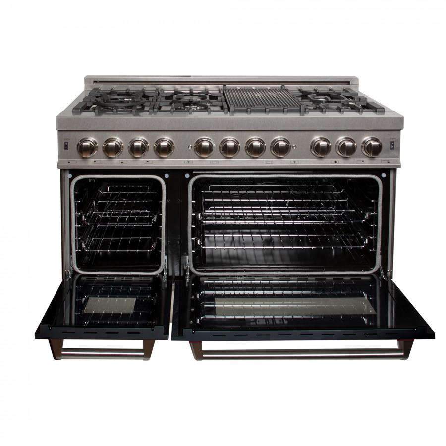 ZLINE 48-Inch Professional Dual Fuel Range in DuraSnow Stainless with Black Matte Door (RAS-BLM-48)