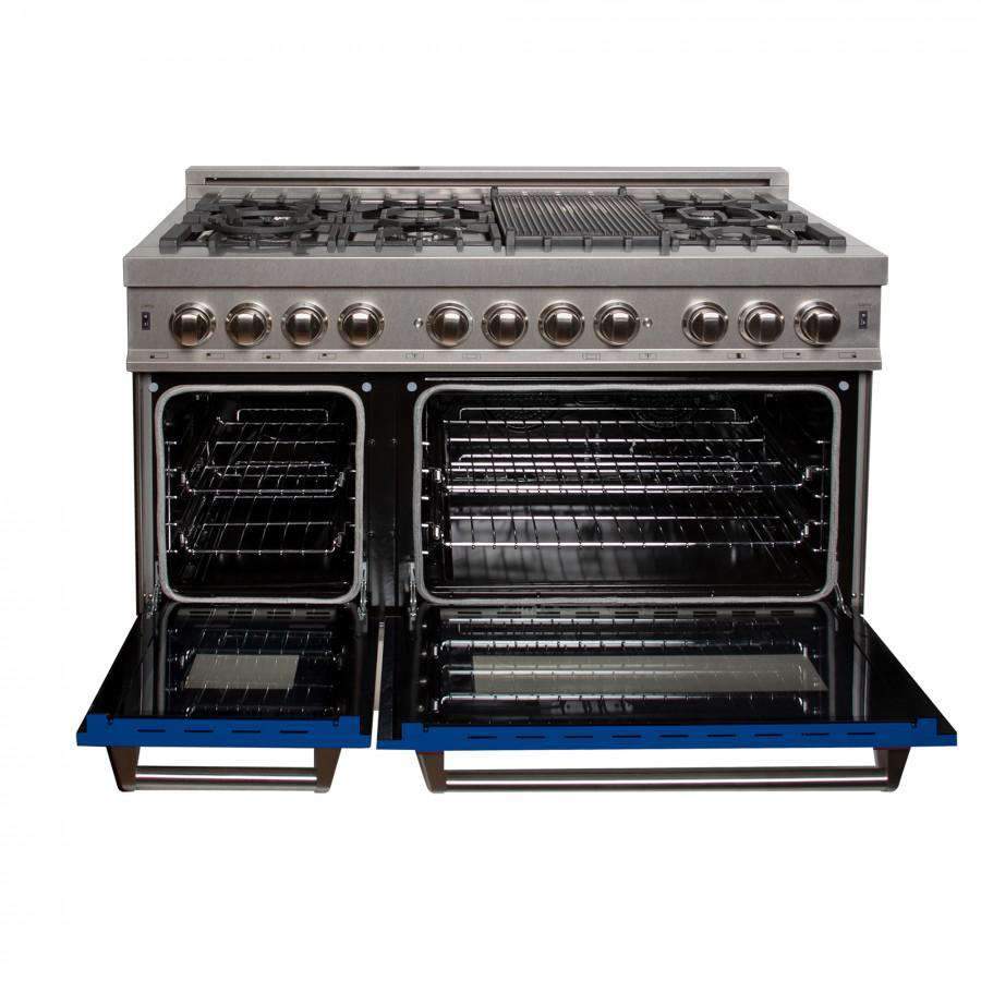 ZLINE 48-Inch Professional Dual Fuel Range in DuraSnow Stainless with Blue Matte Door (RAS-BM-48)