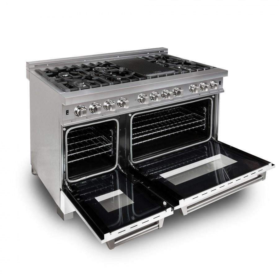 ZLINE 48-Inch Professional Dual Fuel Range in DuraSnow Stainless with White Matte Door (RAS-WM-48)