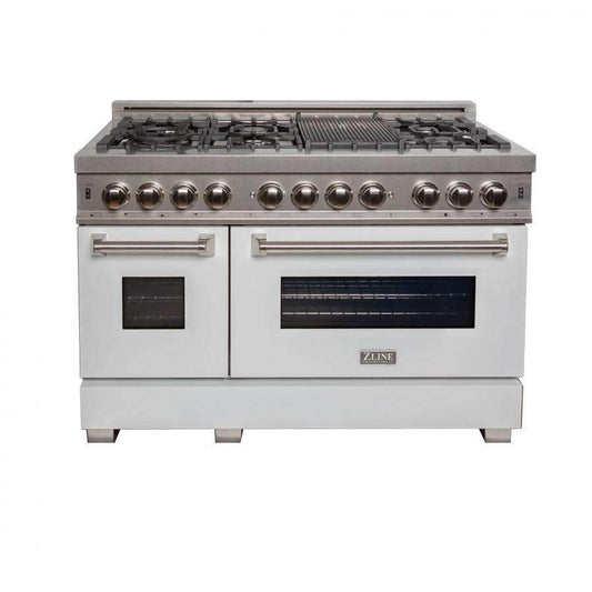 ZLINE 48-Inch Professional Dual Fuel Range in DuraSnow Stainless with White Matte Door (RAS-WM-48)